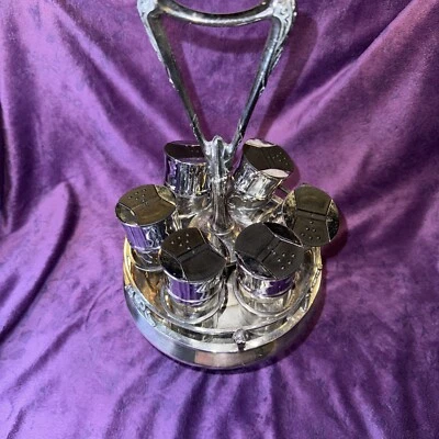 Rare 3Q Roman Silver Plated Caster by Rogers Smith Includes Six (6) Glass Spice* - Image 1 of 4