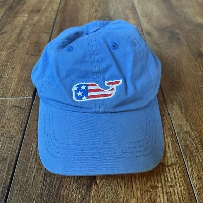 Chapéu Vineyard Vines bandeira americana logotipo bordado baleia azul claro alça traseira - Imagem 1 de 4