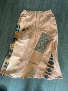 Vintage Northwest Was Denim Skirt Long Hippie Patchwork L - Picture 1 of 13