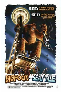 Bigfoot vs. Seattle, Washington, Space Needle, Hubschrauber etc. - Moderne Postkarte - Bild 1 von 2