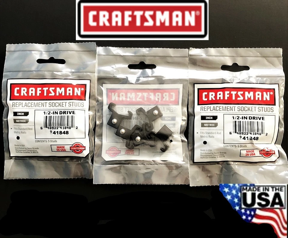 15 CRAFTSMAN 1/2" BLACK REPLACEMENT SOCKET STUDS RACK RAIL CLIPS 941848 USA MADE
