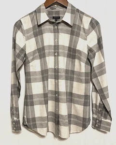 Talbots Classic Women's Size XS Button Front Festive Plaid With Silver Shimmer - Picture 1 of 9