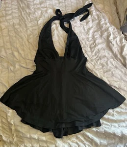 Halter Little Black Stretchy Dress with Attached Shorts SHEIN Size M (6) - Picture 1 of 13