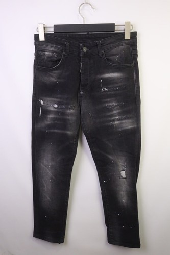 Jeans Dsquared2 nero denim cotone lavaggio medio invecchiato gamba skinny sbiadita 42