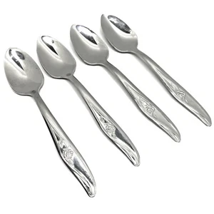 Utica CAMEO ROSE Stainless Lot of 4 Fruit / Orange Spoons Silverware Flatware - Picture 1 of 7