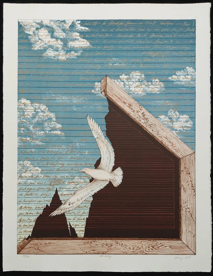 K. H. Denning Grafik Farblithographie Donnerstag nummeriert signiert 1978  - Bild 1 von 4