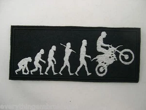 BIKER PATCH Evolution Ape Monkey - Dirt Bike Motocross Rider 6"x2.5 Choose Color - Foto 1 di 2