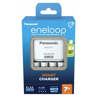 Cargador Avanzado Panasonic Eneloop + 4 Pilas Recargables AA 2000mAh BQ-CC17 Foto 1 de 4