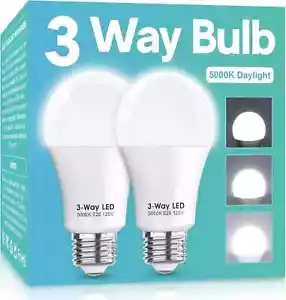 3 Way LED Light Bulbs 50 100 150W Equivalent, Daylight 2 Pack, White - Picture 1 of 8