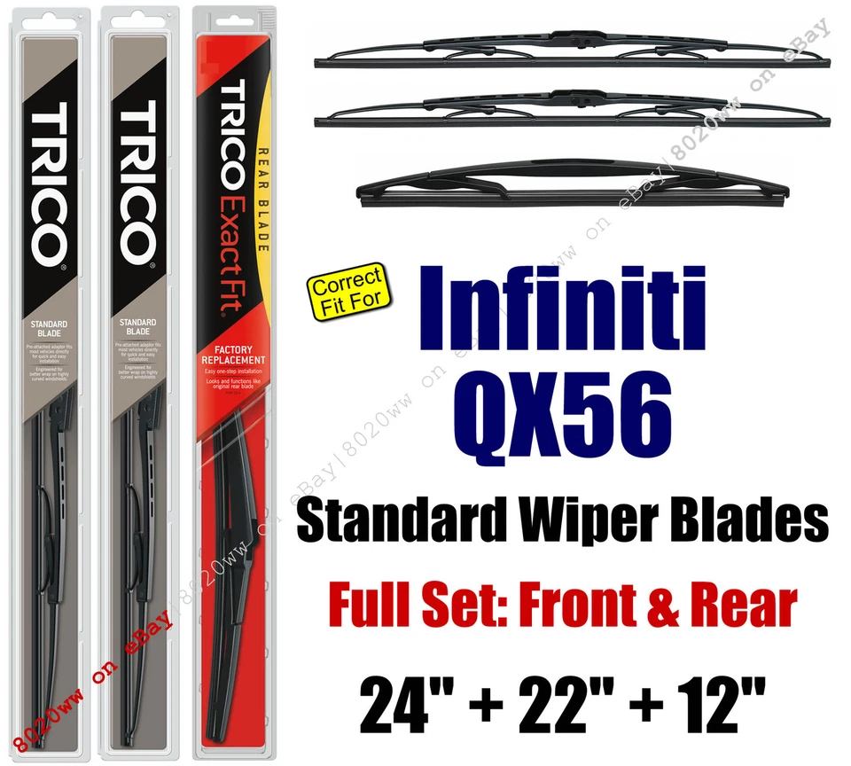 Limpiaparabrisas 3pk delantero trasero ajuste estándar 2004-2010 Infiniti QX56 - 30240/221/12B Foto 1 de 1