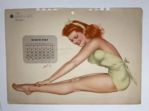 Vintage - MÄRZ 1947 - Esquire Kalender Girl - Alberto Vargas Pin Up Girl - Bild 1 von 1