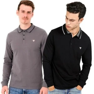 GUESS Men's Pole Piqué Long Sleeve Jersey Stretch Pique' M0YP58K7O60 - Picture 1 of 9