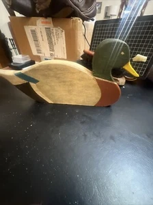 Vintage Wood Handcrafted Mallard Duck Wall Art Hanging Plaque Hand Painted - Picture 1 of 8