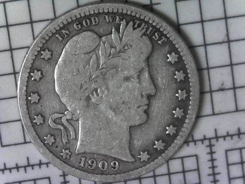 1909 -P Barber  SILVER QUARTER Very nice coin. No cost shipping and tracking Cover
