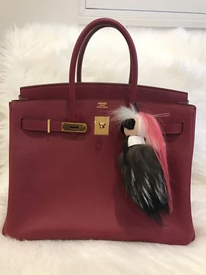 Fendi Mini Karlito Piel de Visón de Cabra Monstruo Cartera Bolso Dije Blanco Rosa Llavero  Foto 1 de 4