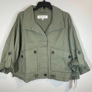 Sebby Collection Twill Crop Utility Jacket Light Olive Size L - Picture 1 of 9