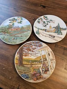 Byron Molds 1980s Seasons Scene 3D Ceramic Plate Wall Hanging Handpainted - Picture 1 of 5