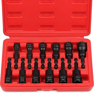 12-Piece Magnetic Nut Driver Set Premium Impact Nut Driver Drill Bit Master Kit - Picture 1 of 11