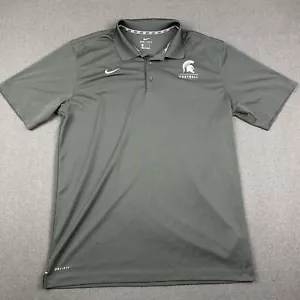Michigan State Spartans Nike Polo Shirt Mens Size XL Gray NCAA Football Dri Fit - Picture 1 of 8