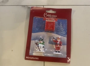 Cobblestone Corners Christmas Winter Village Miniature Figures Snowman Santa 3pc - Picture 1 of 2