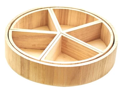 6-tlg. Impilabile Legno Vassoio Set Weihnachts-Geschenk Decorazione Box Pino - Immagine 1 di 4