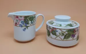 Juego de tazón de azúcar y crema brocado floral Mikasa Tailandia - Imagen 1 de 8
