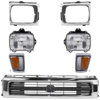 New Front Driver & Passenger Side Headlight Kit For 92-95 Toyota Pickup 7PC - Image 1 of 4