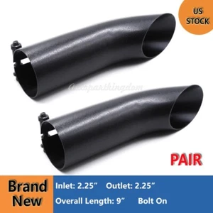 Pair For 2.25" Inlet 2.25" Outlet 9" OL Powder Coated Turn Down Exhaust Tail Tip - Picture 1 of 5