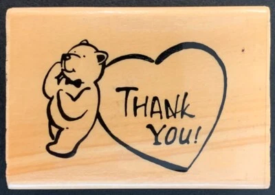 Oso sello de goma con corazón de agradecimiento Foto 1 de 2