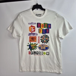 Born Fly T-Shirt Mens Size XL White Print Short Sleeve Crew Neck New 41 - Picture 1 of 8