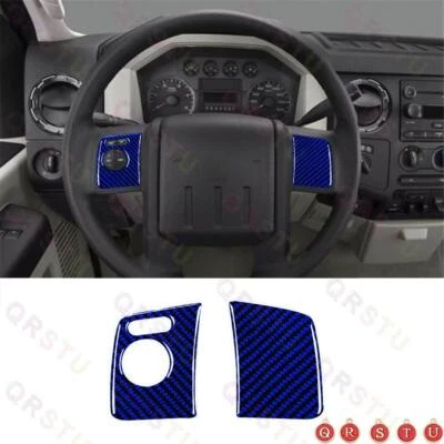 Blue Carbon Fiber Steering Wheel Cover For Ford F-250/350/450/550/650/750 Type D Foto 1 de 4