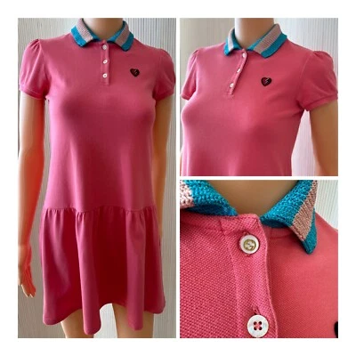 Dress Gucci Sz 12 Kids Girls Pink Rose Elegant Heart Blue Silver Cotton School - Image 1 of 4