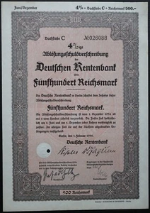 500 Reichsmark 1935 - Bono de préstamo BERLÍN / Alemania - Serie: 26088 - "Y 232" - Imagen 1 de 4