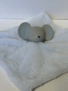 Mud Pie BLUE MOUSE Natural Rubber Teether  Woobie Lovey Security Blanket 10.5” - Picture 1 of 5