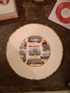 Vintage Souvenir Minnesota Attractions Plate 9" Big Ole/Taconite Plant/ Paul - Picture 1 of 4