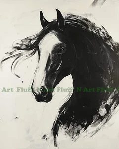 Horse Head Profile Brush Western AI Digital Image 8x10 Museum Grade Paper T19 - Picture 1 of 5