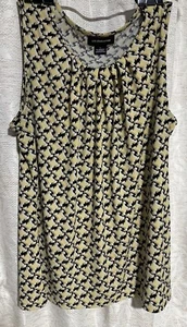 Camiseta sin mangas Liz Claiborne Career para mujer grande amarilla negra blanca trabajo geométrico - Imagen 1 de 5
