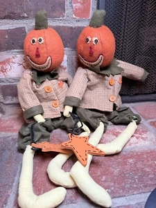 Halloween Vintage Volkskunst Halloween Gesicht Figur Baumspitze - echte Knopfaugen - Bild 1 von 5