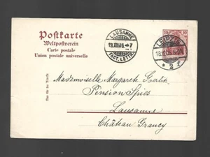 LEIPZIG LAUSANNE 1906 DEUTSCHES REICH POSTKARTE ENTERO POSTAL - Imagen 1 de 2
