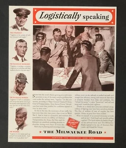 Milwaukee Road Railroad 1943 Segunda Guerra Mundial anuncio movimiento militar impresión AD de colección - Imagen 1 de 1