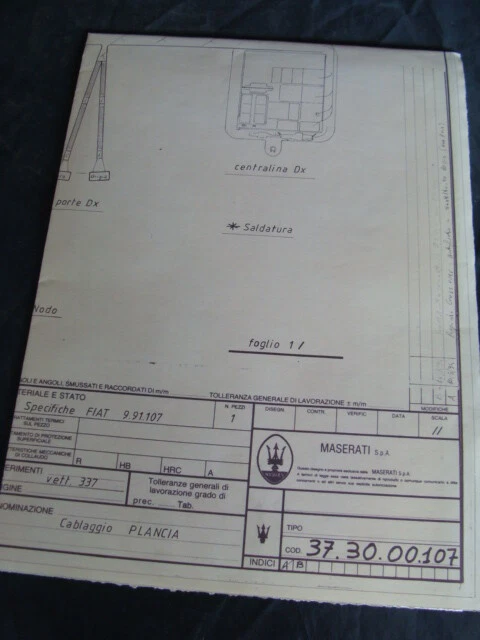 Disegno Maserati Biturbo cablaggio plancia - Immagine 1 di 4