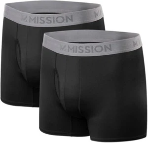 MISSION 5" Performance Boxer Brief 2 pack Black/Black, Sz XL - Picture 1 of 9