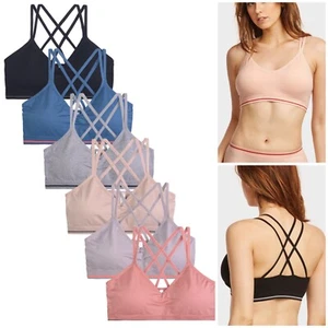 6 Pack Sport Bras Seamless Wire Free Weight Support Tank Sports Yoga Sleep Bra 9 - Picture 1 of 9