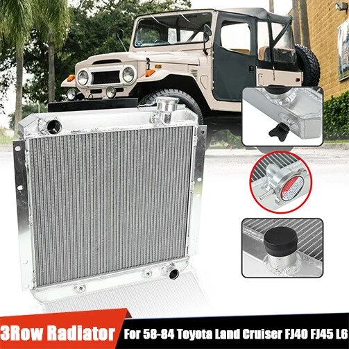 Aluminum Radiator 3 Row For 1958-84 Toyota Land Cruiser FJ40 FJ45 Series L6 AT Foto 1 de 4