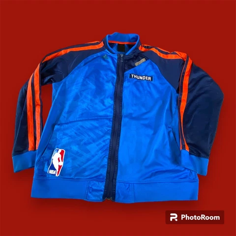 Adidas Oklahoma City Thunder Authentic Warmup Jacket OKC Basketball Menโs Large Cover