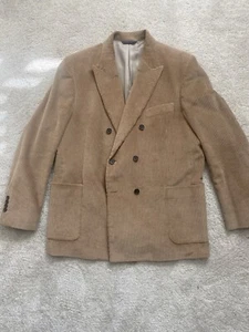 Brooks Brothers Regent Fit Double Breasted Tan Corduroy Blazer Size 46L - Picture 1 of 11