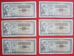 Orig. Banknoten (6 Stk.) 1000 Dinara Jugoslawien Yugoslavia Beograd Belgrad 1981 - Bild 1 von 17