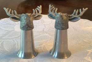 Pair of Jagemeister 10 point buck shot glasses pewter - Picture 1 of 9