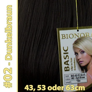 Clip-in Extensions mit Echthaar #02 Dunkelbraun 40 50 60 (+) cm Haarverlängerung - Bild 1 von 3