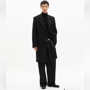 $765 The Kooples BLACK LEATHER LAPEL COLLAR COAT NWT SIZE 48 - Picture 1 of 11